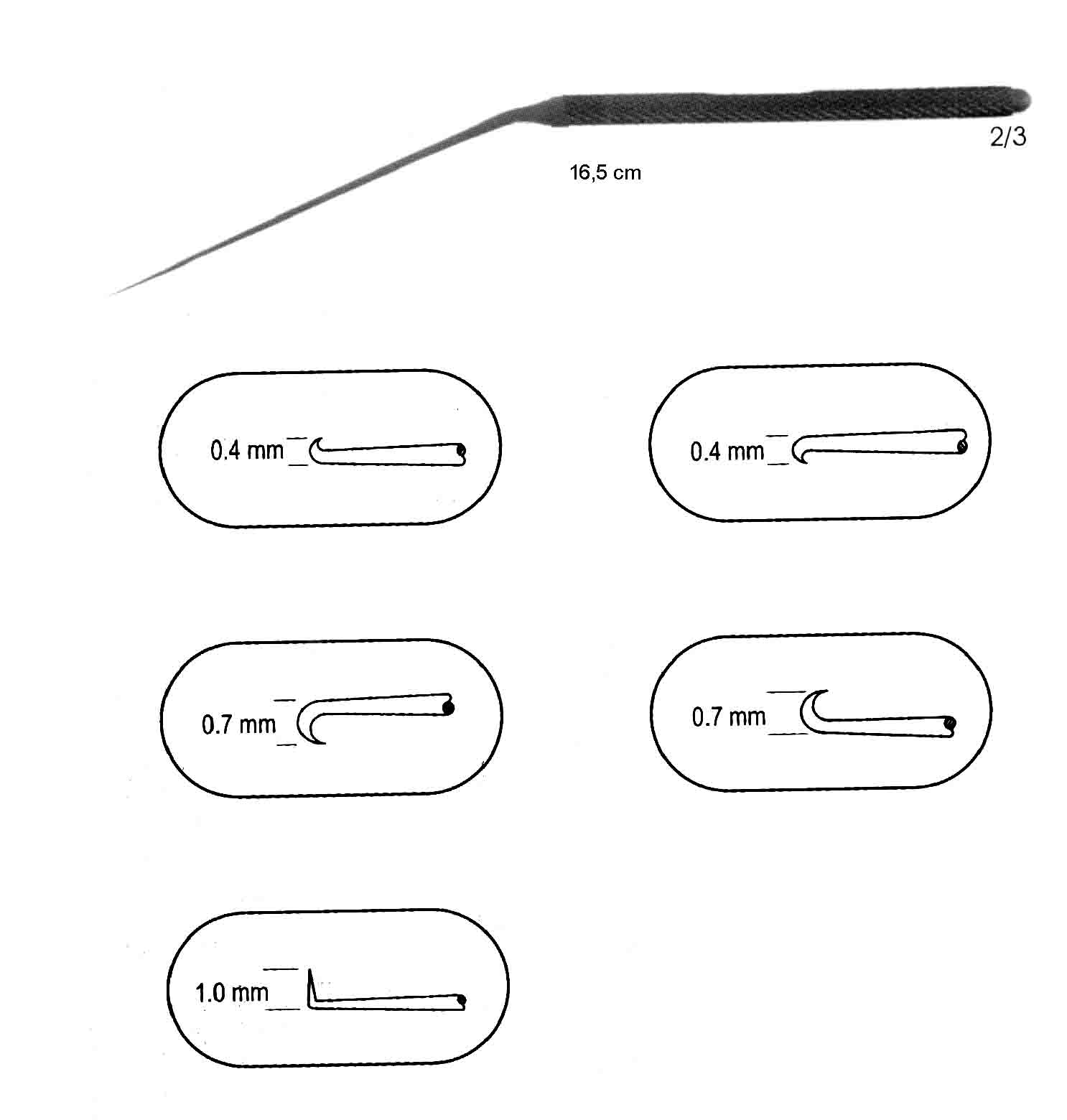 KANCA,SAĞ,0,4MM,EĞRİ TİP 20 DERECE 16,5CM